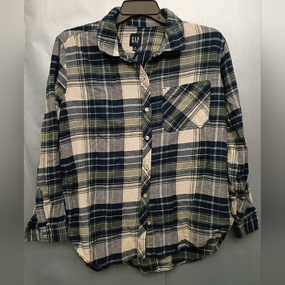 GAP Tops - GAP Women's Blue and Green Plaid Button Down Shirt